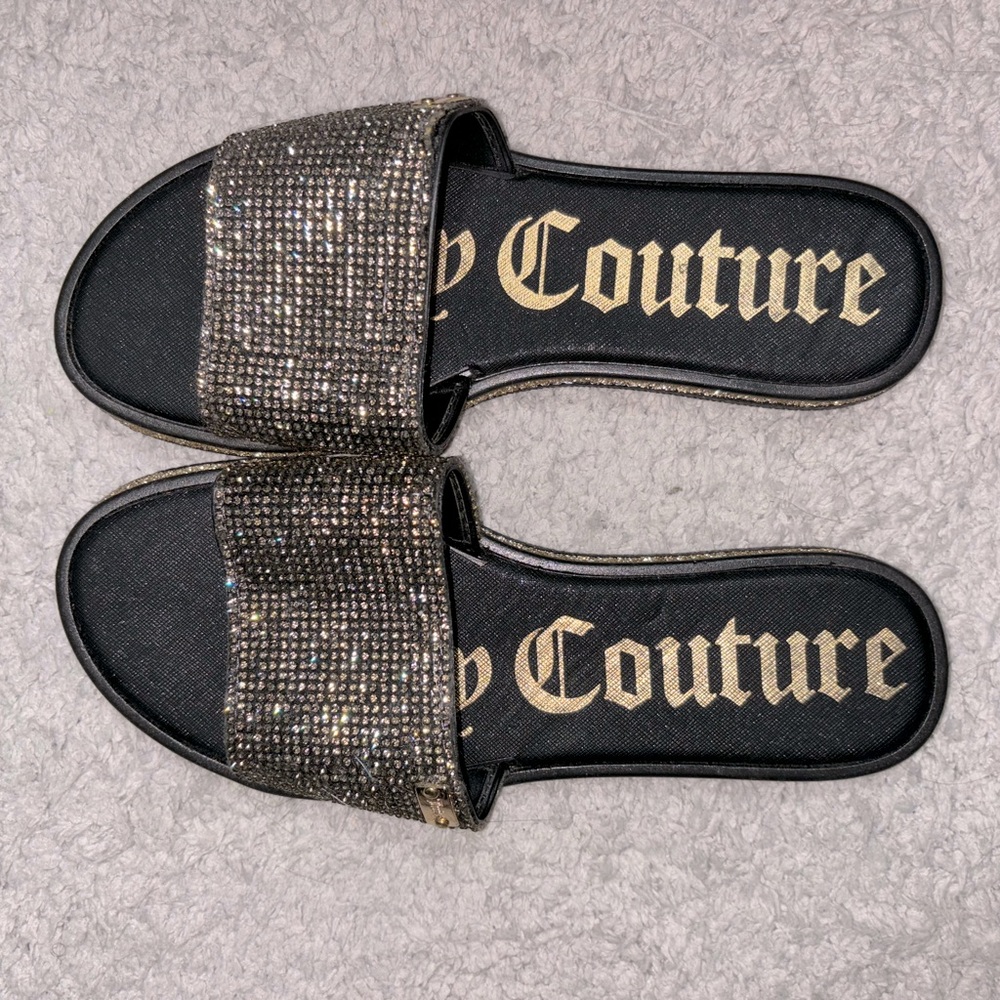 Juicy couture shoes / sparkle sandals / black and gold